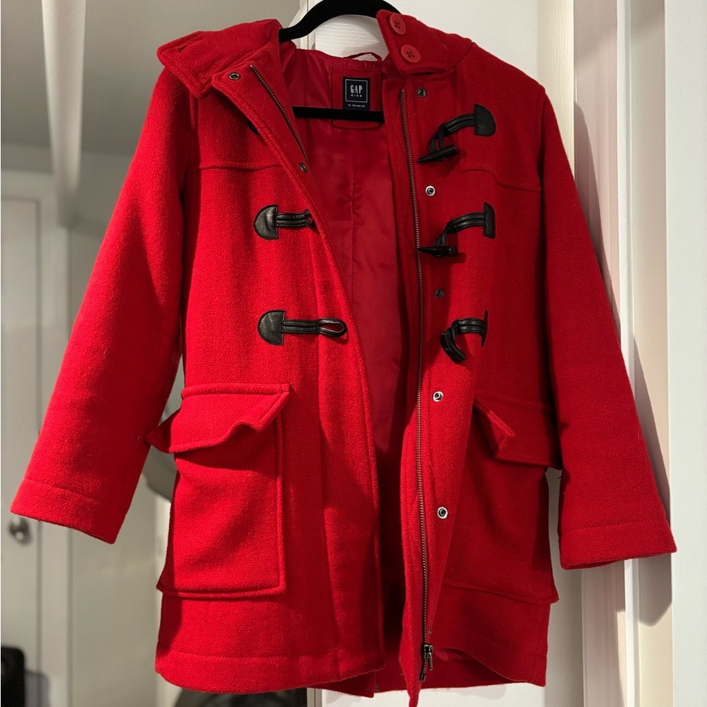 Gap Kids Red Wool Duffle Toggle Coat